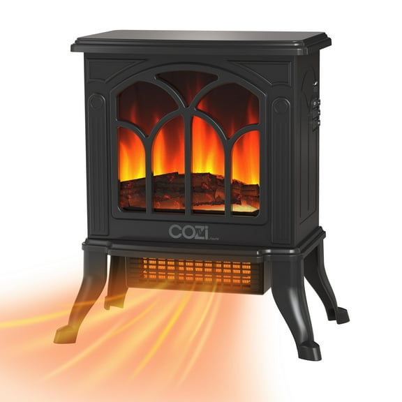 Cozi by Tzumi Portable Stove Heater, Electric Heater with Life-like Flame and 2 Heating Levels, 18 Inches