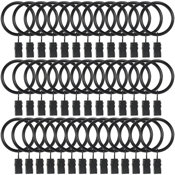 40 Pcs Curtain Hooks, 1.5 inch Curtain Rings, Rustproof Curtain Rings with Clips, Metal Solid Curtain Clips with Rings, Decorative Vintage Curtain Hooks for Drapes
