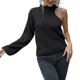 thumbnail image 1 of Suéter de un hombro para mujer, cuello redondo, Color sólido, informal, un hombro, manga larga, suéter de punto, Top, 1 of 6