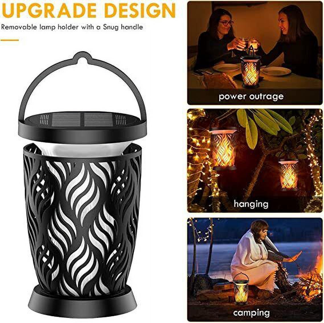 Solar Lights (4 Pack) Waterproof Pathway Lights with Flickering Flame Upgraded Detachable Outdoor Solar Landscape Lantern