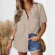 thumbnail image 1 of mfyjkho Tops Casuales Para Mujer, Camisa De Lino De Color Liso Para Mujer, Camisa Abotonada De Manga Corta Con Cuello Holgado, Informal Tops Para Salir Para Mujer L, 1 of 8