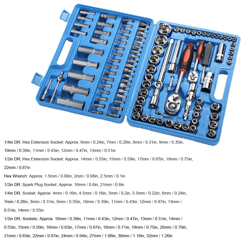 Ratchet Wrench Set, Plastic Box High Strength Easy Change Blade Ratchet Wrench Tool Kit 1/2in Handle  For Home Maintenance
