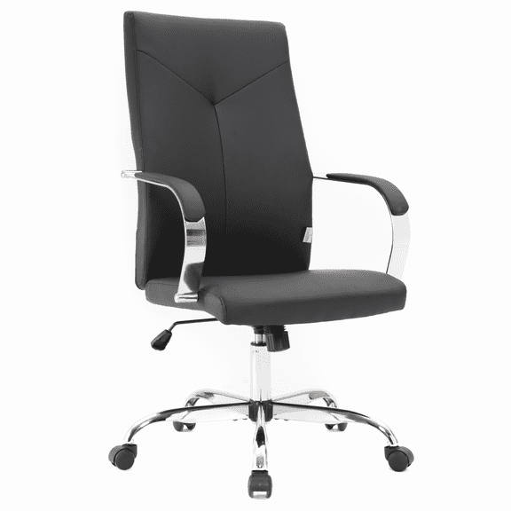 LeisureMod Sonora Modern High-Back Adjustable Swivel Leather Conference Office Chair in Black