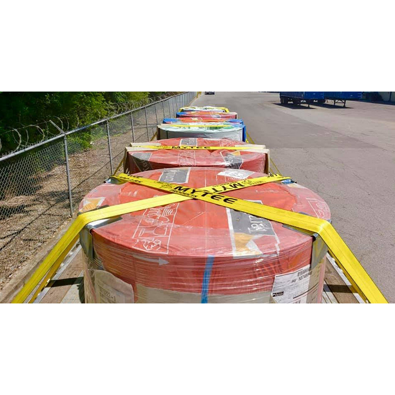 Mytee Products (10 Pack) Winch Straps 4" X 30' Yellow Heavy Duty Tie Down W/ 3.25" Narrow Flat Hook WLL# 5400 Lbs | 4 Inch Cargo Control
