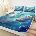 thumbnail image 3 of Feelyou Teens Funny Otter Queen Sheet Sets, Kawaii Ocean Animal Flat Sheet, Cute Cartoon Style Queen Fitted Sheet, Microfiber Bedroom Decor, 4-Piece, 3 of 7