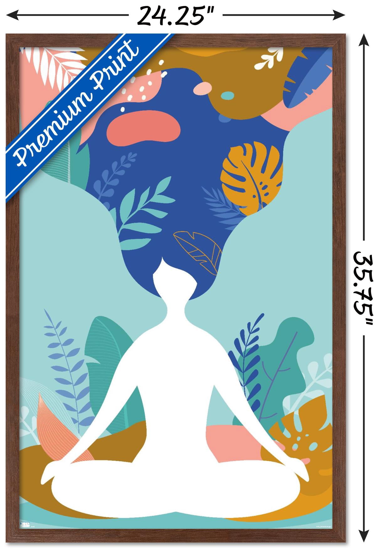 Meditation and Mindfulness Wall Poster, 22.375" x 34", Framed