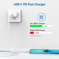 thumbnail image 2 of Cargador Chamer USB C de 20 W para iPhone 14/13/12/11 con 3 cables, 2 of 7