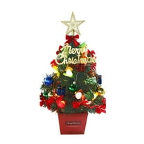 Mini Christmas Tree 19.7IN Tabletop Holiday Decoration with LED String Lights Battery Operated Festive Ornament for Home Office Window Display DIY Holiday Setup
