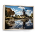 thumbnail image 2 of Designart "Reflective Windmills in Holland II" Windmills Floater Framed Wall Art Living Room, 2 of 7