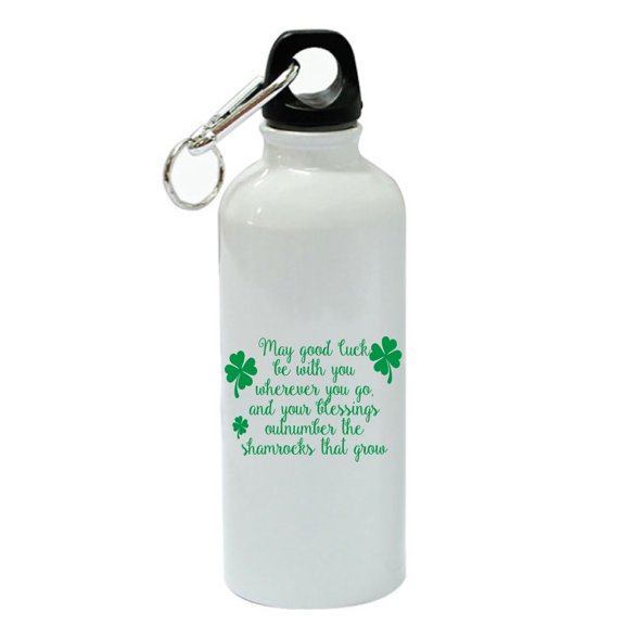 May Good Luck Be With You White Aluminum Sports 20 oz Water Bottle