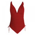 thumbnail image 2 of Maillot de Bain une Pièce pour Femmes à Volants Col en V Noir, 2 of 6