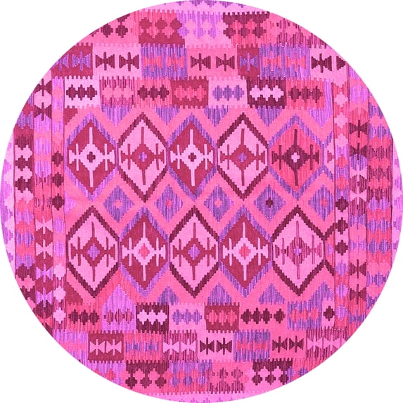 Ahgly Company Indoor Round Southwestern Pink Country Area Rugs, 3' Round