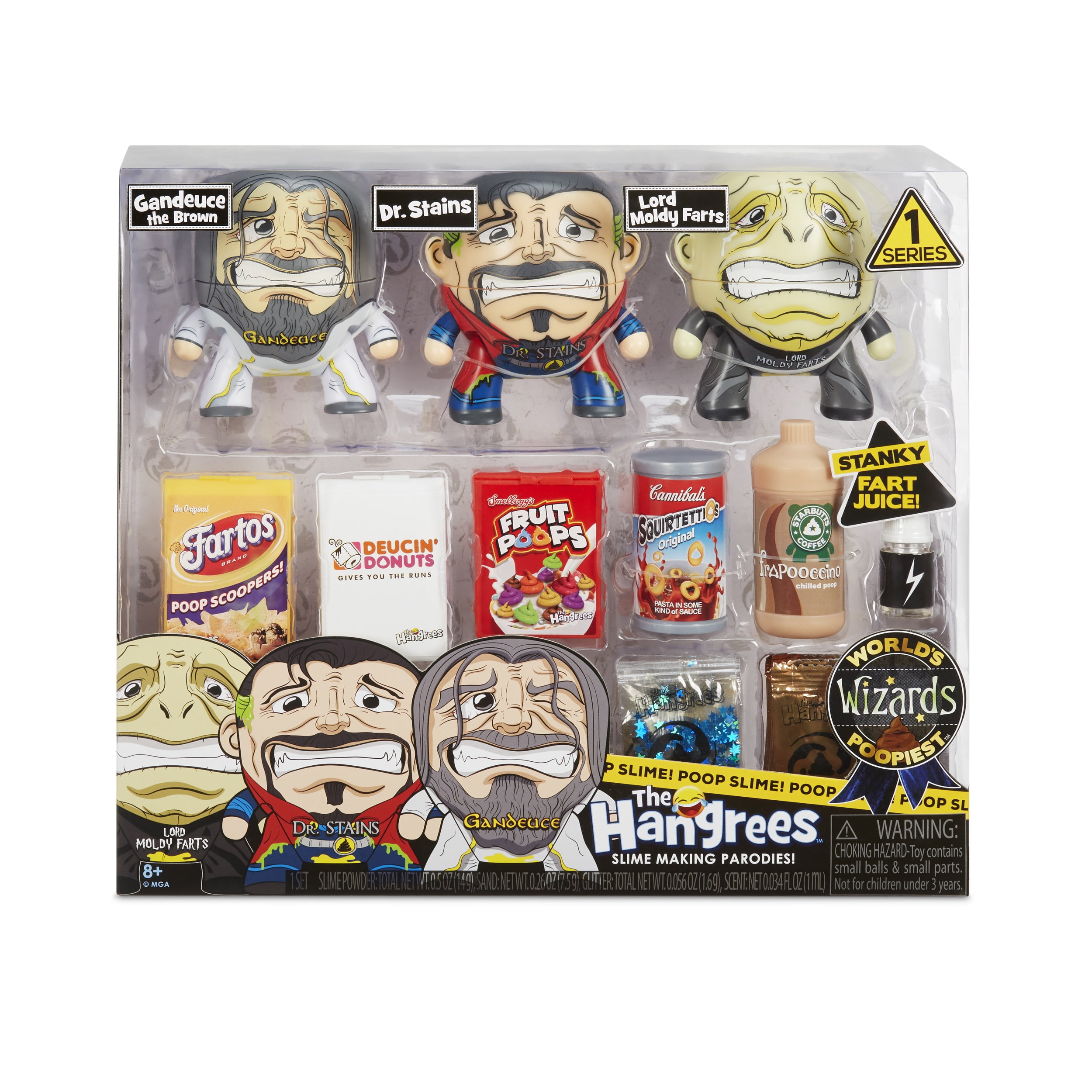The Hangrees World's Poopiest Wizards Collectible Parody Figures 3-PAck with 3 Figures & 5+ Slimes!