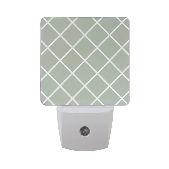 Green Block Night Light 2 Pack LED Nightlight Plug into Wall Dusk to Dawn Sensor Soft White