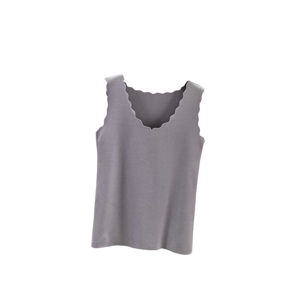 Minnieouse Ropa interior térmica para mujer, chaleco, Otoño Invierno, hogar, escuela, exterior, capa básica, cuerpo delgado, Tops cálidos, ropa interior Camisetas sin mangas Gris Minnieouse AP013513-06