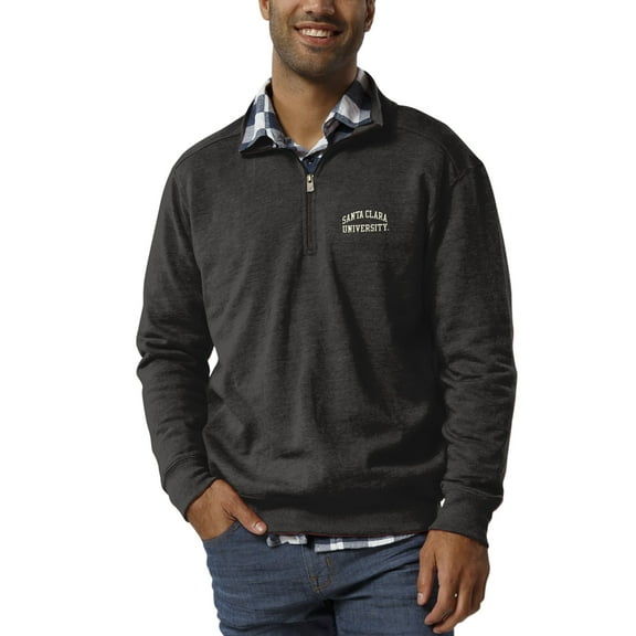 Men's League Collegiate Wear Heathered Black Santa Clara Broncos Heritage Quarter-Zip Pullover Jacket
