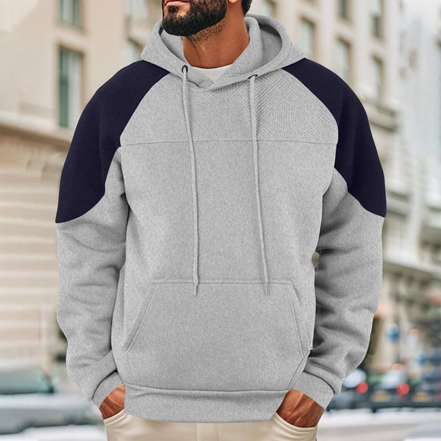 pstuiky Camisas de manga larga abrigadas para hombre, Sudadera con capucha y bolsillo de manga larga holgada informal a la moda para hombre Tops de hombre xxxl