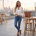 thumbnail image 4 of Leidass Womens Cropped Blend Stand Collar Jacket Long Sleeve Button Front Solid Color Casual Short Outerwear for Fall Winter Daily Wear Beige L, 4 of 7