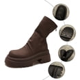 thumbnail image 3 of Bottines Chelsea pour Femmes Mi-Mollet à Talon Bas Plateforme Épaisses à Enfiler, 3 of 5