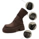 thumbnail image 3 of Botas de mujer con tacón de cuña, plataforma, cremallera, botines de moto punk, tacón alto grueso, punta redonda, botas de combate de moda para el trabajo, media pantorrilla para mujer, 3 of 5