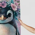 thumbnail image 3 of BCIIG Penguin Flower Crown Bathroom Decoration Set, Colorful Luxury Polyester Cloth Fashion Shower Curtain with Hooks 36"x72, 3 of 7