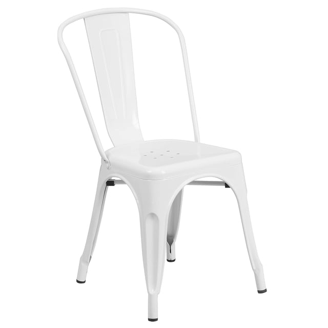 Pemberly Row Chaise Latérale de Salle à Manger Moderne Empilable en Métal, Blanche