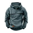thumbnail image 1 of Blusa con capucha de manga larga para hombre, sudadera con cremallera lisa, sudadera con capucha para entrenamiento, sudadera deportiva con múltiples bolsillos para exteriores, chaquetas de invierno,, 1 of 5