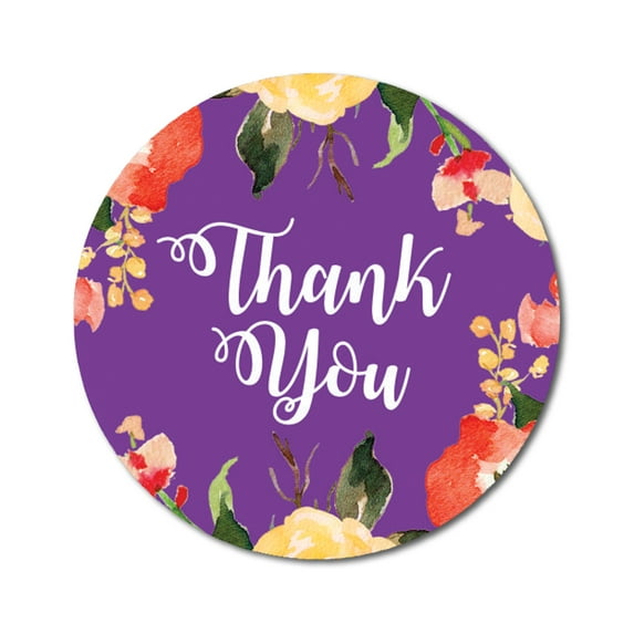 Darling Souvenir 45 Pcs Round Floral Border Purple Thank You Stickers Wedding Envelope Seal-1.6 Inches