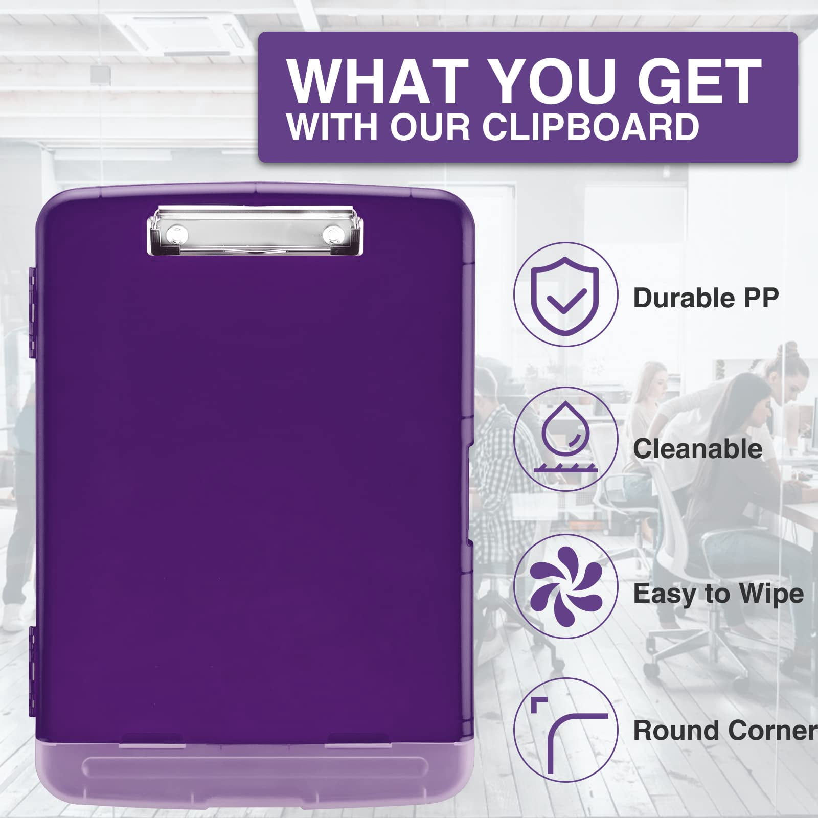 Clipboard With Storage  Clip Board 8.5 X 11 Pen Holder Plastic Organization Case Box For Letter Legal A4 Size Paper Low Profile Teachers Haves School & Office Supplies