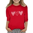 thumbnail image 2 of Valentines Day Shirt Girls Three Quarter Sleeve Graphic Tee Shirts Crewneck Casual Pullover Top Tshirt for Girls 9-10 Years, 2 of 3