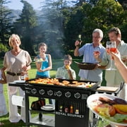 Royal Gourmet 44 6-Burner Flat Top Gas Grill Griddle, Griddle with Foldable Side Shelves, Front Spice Rack, Double-Layer Bottom Shelves, GB6000