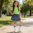 thumbnail image 4 of Amidoa Girls Summer Outfits Short Sleeves T-Shirts and Elastic Waist Casual Kids Summer Short Clothing Set Mint Green Size 4T, 4 of 9