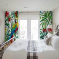 thumbnail image 4 of QCPP Colorful Parrot Tropical Leaves Pattern Perforated Blackout Curtains 2-Pack Light Blocking Curtains, 4 of 8