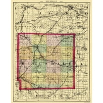 Historic County Map - Hillsdale County Michigan - Walling 1873 - 23 x 29 - Vintage Wall Art