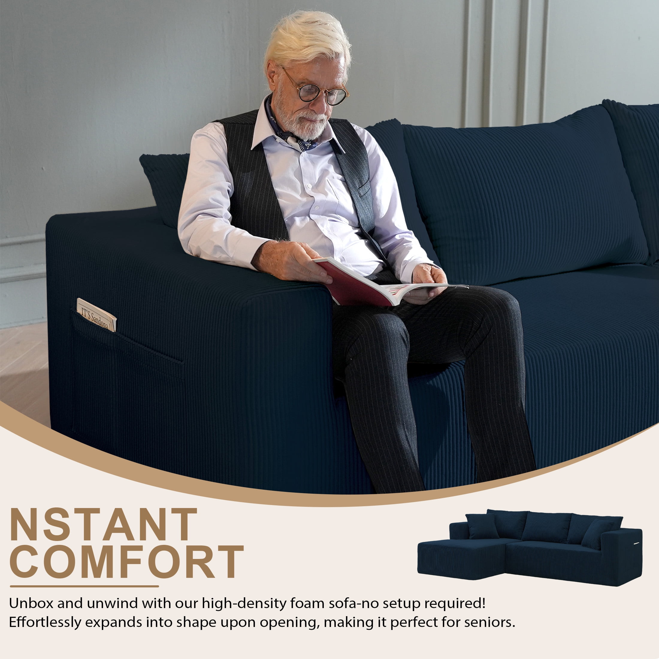 AENKYO Modular L-Shape Sectional Sofa - Comfy Cloud-Couch