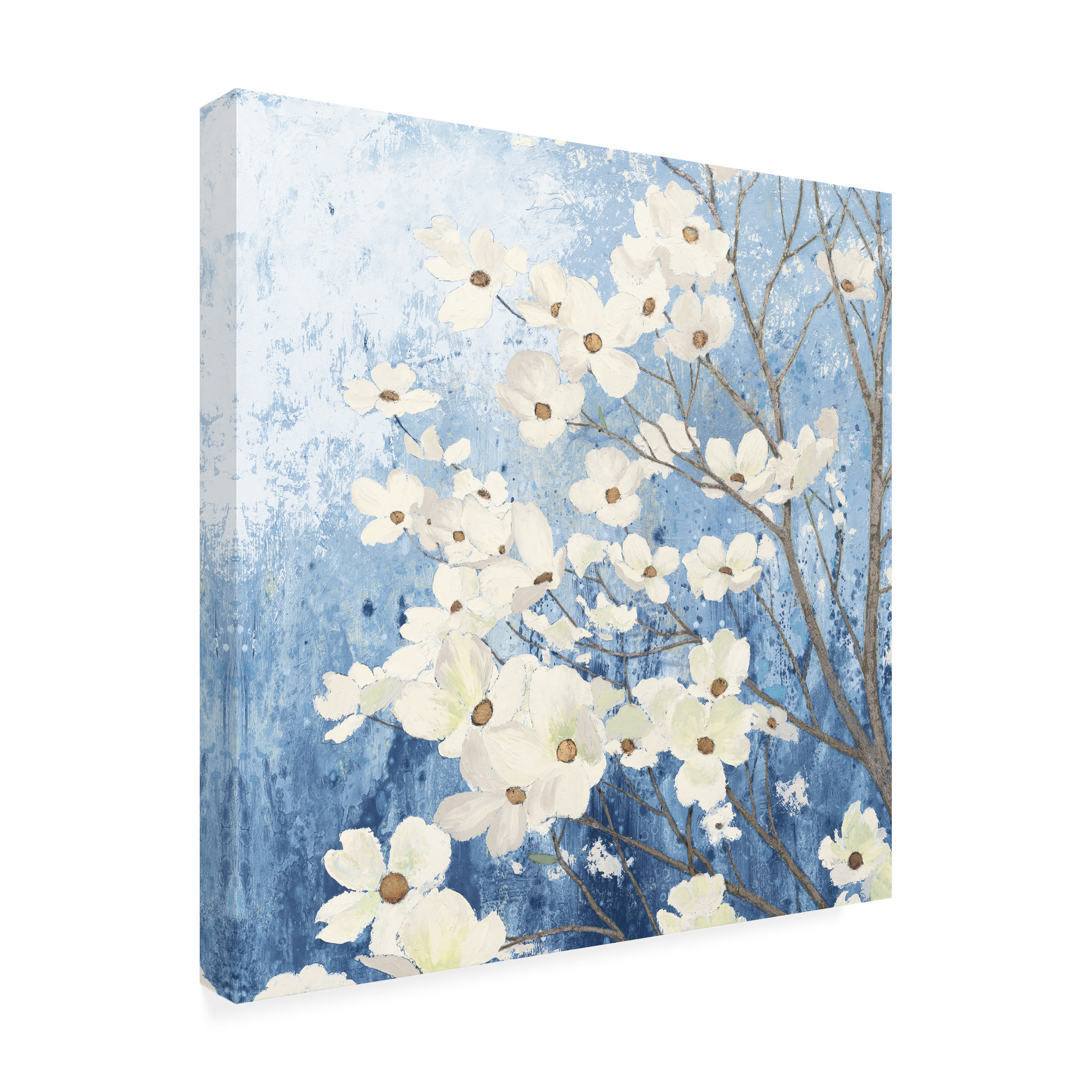 James Wiens 'Dogwood Blossoms I Indigo' Canvas Art