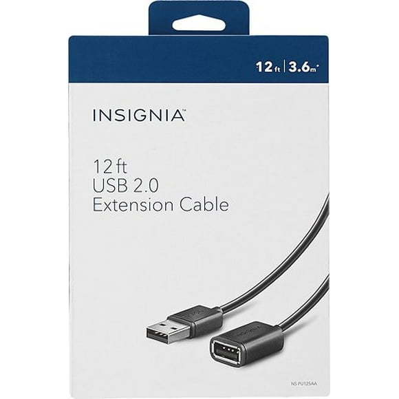 Insignia - 12' USB 2.0 A-Male-to-A-Female Extension Cable - Black