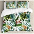 thumbnail image 3 of Ambesonne Leaf Vintage Retro 60s Seem Banana Palm Tree Leaves Flowers Hibiscus Duvet Cover Set, 3 of 3