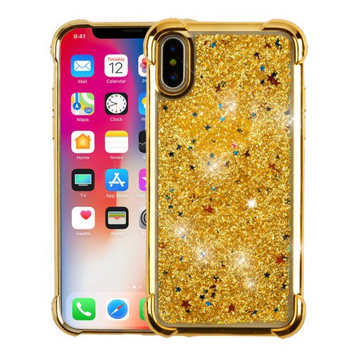 Apple IPhone X, 10, Ten Phone Case BLING Hybrid Liquid Glitter