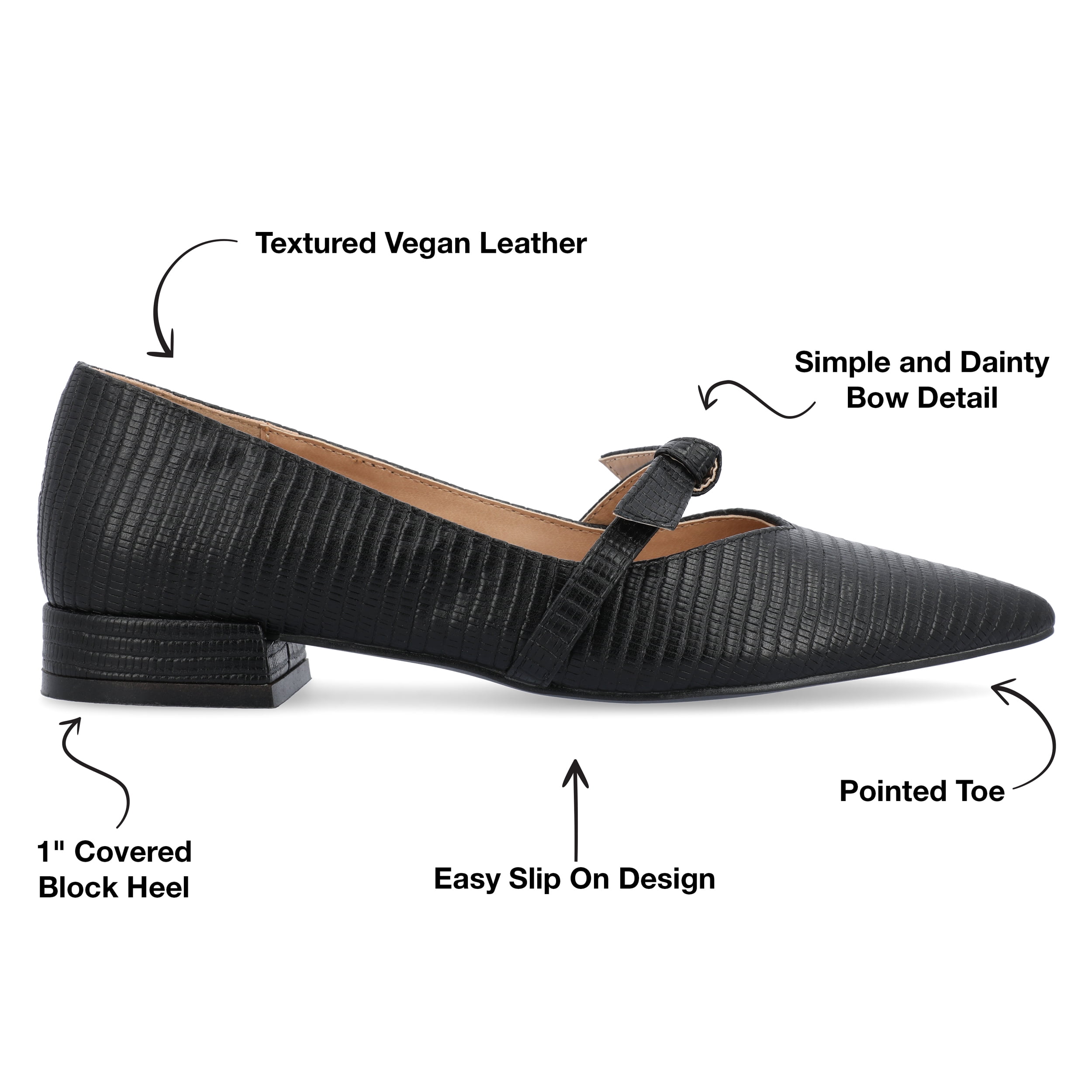 Journee Womens Cait Textured Material Slip On Mary Jane Flats, Widths Available
