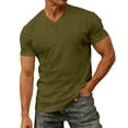 thumbnail image 3 of Mens T-shirts Short Sleeve V Neck Pocket Tee Solid Color Slim Fit Casual Summer Top Army Green L, 3 of 10