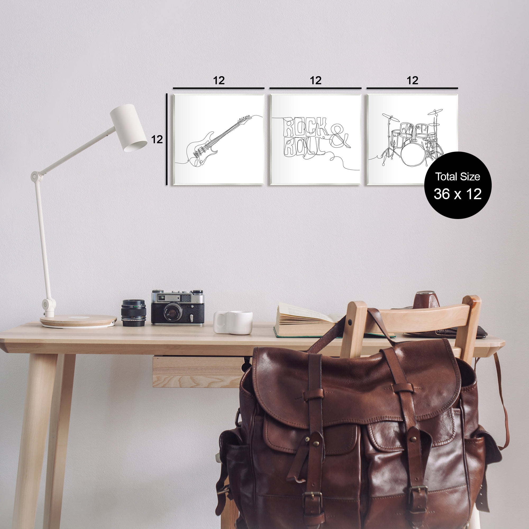Stupell Rock & Roll Musical Instrument Doodles Beauty & Fashion Painting Wall Plaque Unframed Art Print Wall Art, Set of 3