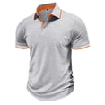 thumbnail image 4 of Kcolen Mens Polo Shirts Short Sleeve Men's Casual Business Color Block Ribbed Lapel Button Down T Shirt Comfortable Stylish Wear Summer Outdoor Basic, 4 of 9