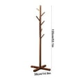 thumbnail image 3 of Tozuoyouz Solid Wood Coat Rack Stand, Free Standing Hall Coat Hat Rack Stand With 5 Hooks For Coats, Hats, Bags, Purses, For Entryway, Hallway, Rubberwood Hooks,Base And Pole Brown 53.1X14.9In, 3 of 7