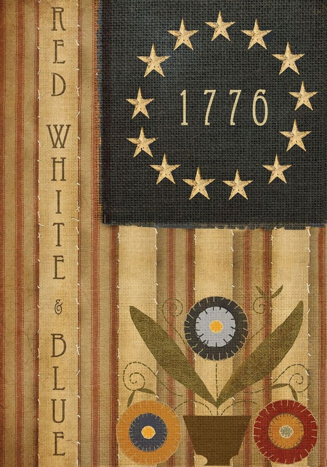 Primitive Americana Patriotic House Flag Holiday 1776 28