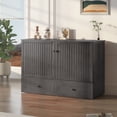 thumbnail image 3 of MJKONE Murphy Bed with Mattress,Queen Size Cabinet Bed with Storage Drawers and USB Charging Station,Folding Cabinet Chest Bed for Living Room/Bedroom,Gray, 3 of 10
