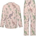 thumbnail image 6 of Top-kevin Pajama Sets for Womens Martini Cherry Bow Loose Button Down Long Sleeve Shirts And Pants Set, 6 of 12