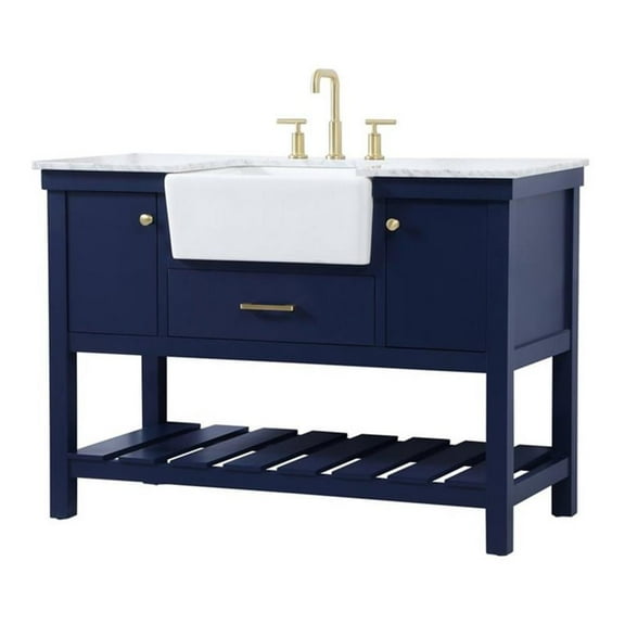 Elegant Decor Clement 48" Aluminum MDF Single Bathroom Vanity in Blue