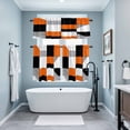 thumbnail image 4 of Orange Gray Kitchen Curtains Valances and Tiers Set of 3 Black Geometric Abstract Color Block Plaid Tier Curtains and Valance with Rod Pocket for Small Windows, 27.5"x36", 4 of 9