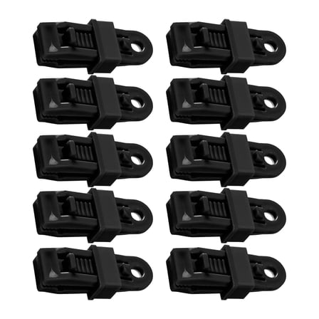 Set of 10 Crocodile Tent Awning Clamps for Tarpaulin, Canopy, Camping Tent Black Color  Durable and Carry Outdoor